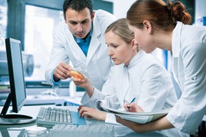 group of students working at the laboratory